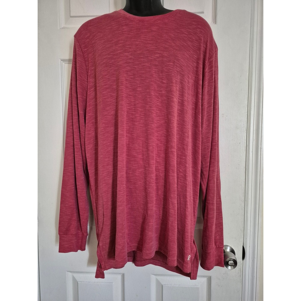 Right of Way Landon Ls Tee Mens XXL Pink Waffle Knit Long Sleeve Crew Neck Shirt